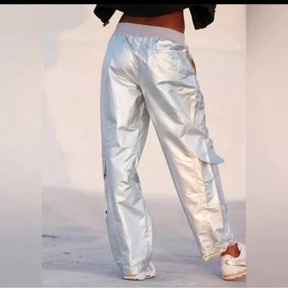NWOT Free People, Mesmerize Me Shine Pants, Small in Metallic Combo - Picture 5 of 9